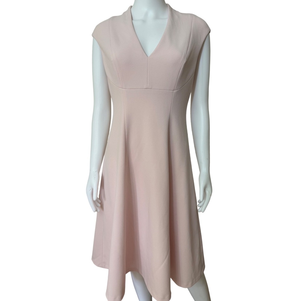 Tommy Hilfiger Womens Blush Pink V-Neck Fit and Flare A-Line Dress Size 8